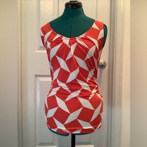 NEW YORK & COMPANY Coral Geometric Tank Blouse Women's Size Xs